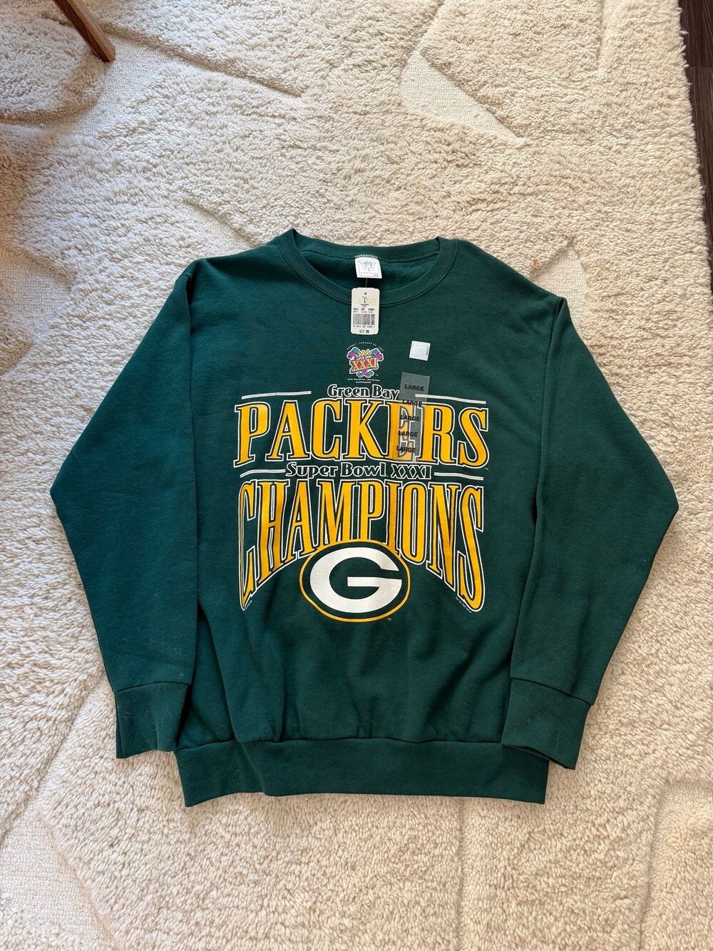 NWT Vintage 1997 Green Bay Packers Super Bowl XXXI Champions Crewneck Sweatshirt
